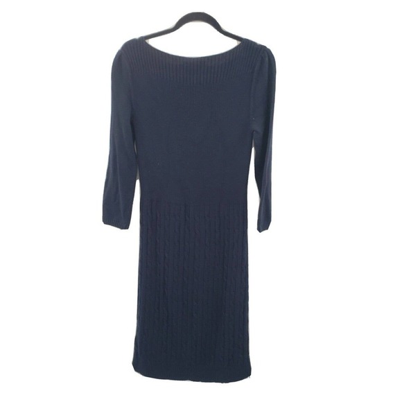 Lauren ralph lauren blue cableknit sweater dress womens size medium boatneck - Picture 12 of 16
